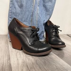 Korks by Kork-Ease Chianne Heeled Chucky Lace Up Ankle Boots Black Brown Size 8